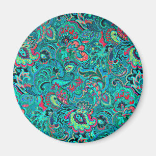 Cute vintage turquoise floral magnet