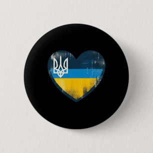 Cute Vintage Ukrainian Bynner Fan Ukraine Flag Hea 2 Inch Round Button