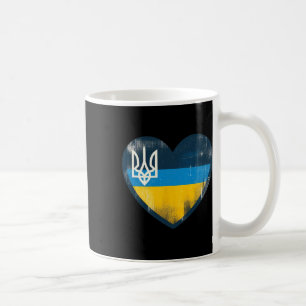 Cute Vintage Ukrainian Bynner Fan Ukraine Flag Hea Coffee Mug