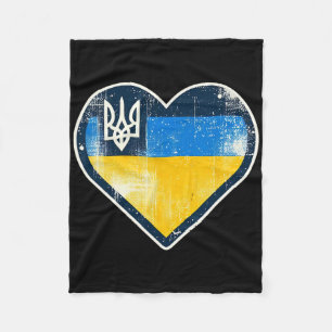 Cute Vintage Ukrainian Bynner Fan Ukraine Flag Hea Fleece Blanket