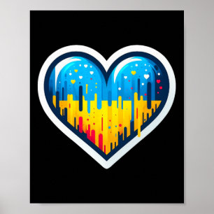 Cute Vintage Ukrainian Bynner Fan Ukraine Flag Hea Poster