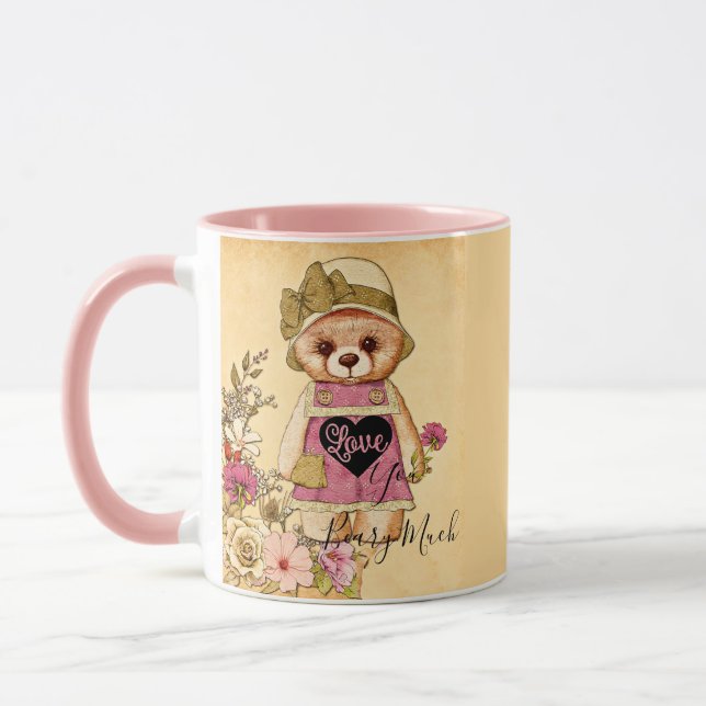 Cute vintage valentine bear  mug (Left)