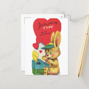Cute vintage Valentine bunny Holiday Postcard