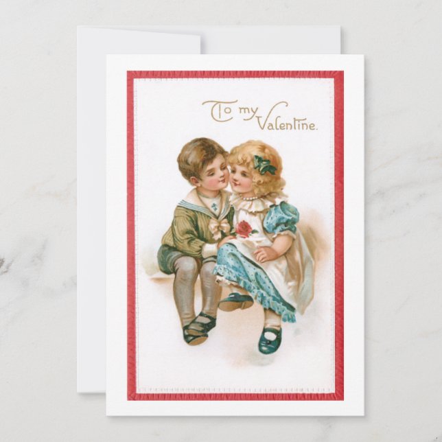 Cute Vintage Valentine Children Holiday Card (Front)