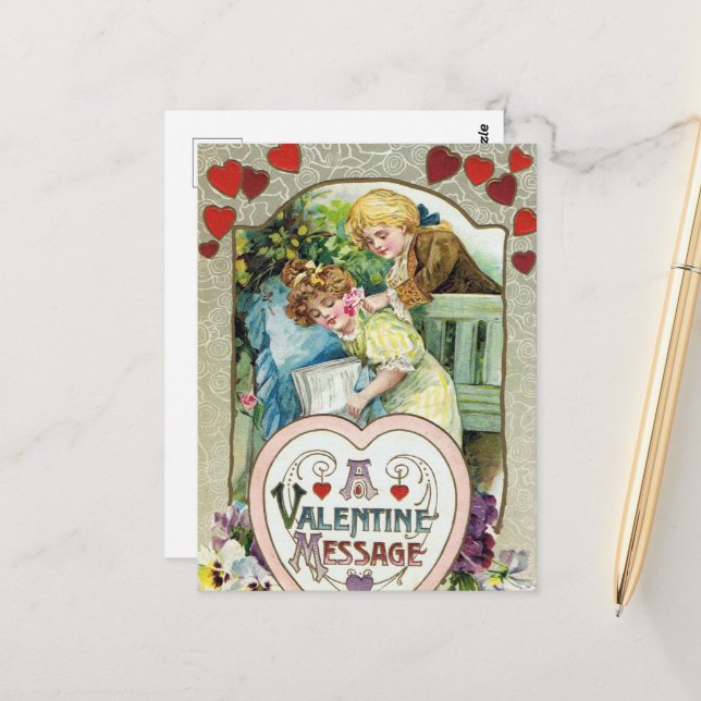 cute vintage Valentine Holiday Postcard (Front/Back In Situ)