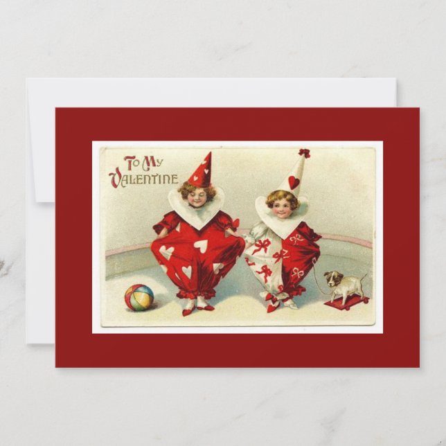 Cute Vintage Valentines Kids Holiday Card (Front)