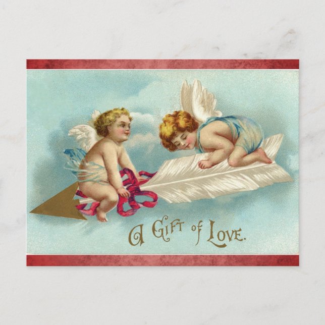 Cute Vintage Victorian Angel Love Postcard (Front)