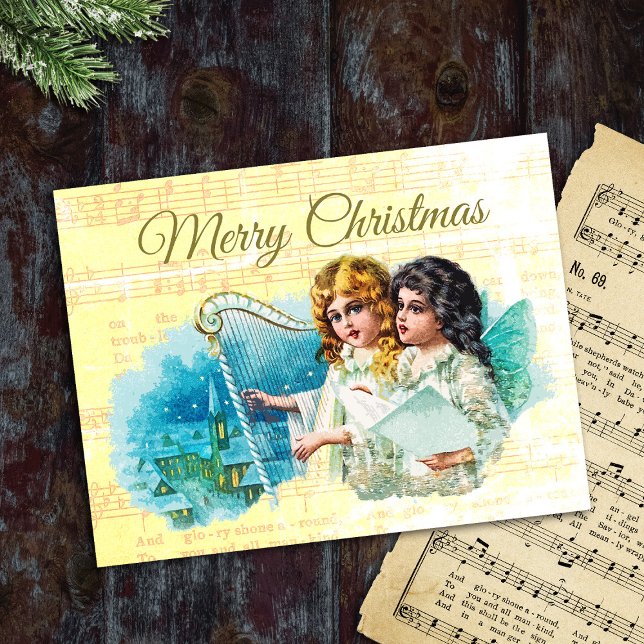 Cute Vintage Victorian Christmas Angels Sing Postcard (Creator Uploaded)