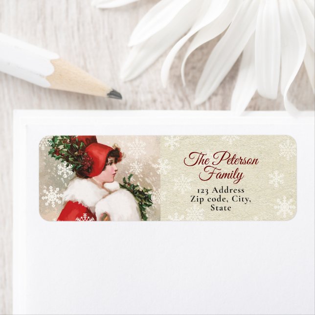 Cute Vintage Victorian Christmas Girl in Red (Insitu)