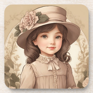 Cute Vintage Victorian Girl Portrait Coaster