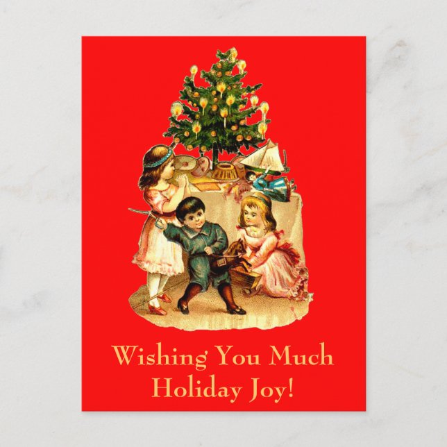 Cute Vintage Victorian Holiday Illustration Cards (Front)