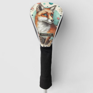 Cute Vintage Watercolo Fox Painting Golf Head Cover