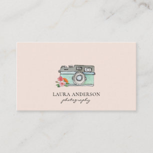 Cute vintage watercolor camera  business card