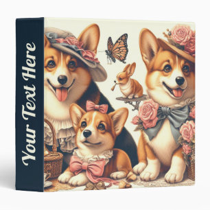 Cute Vintage Welsh Corgi Cardigan Binder