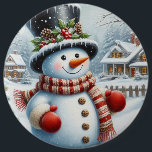 Cute, Vintage/Whimsical Christmas/winter snowman 6 Inch Round Button<br><div class="desc">.</div>