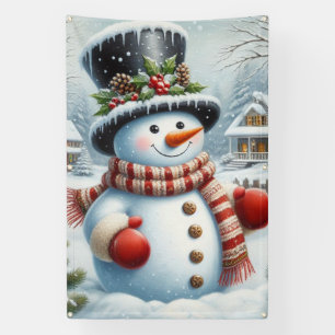 Cute, Vintage/Whimsical Christmas/winter snowman Banner