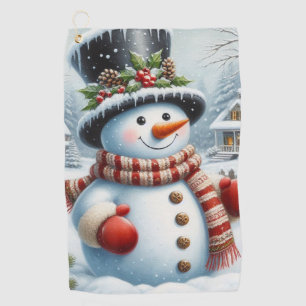 Cute, Vintage/Whimsical Christmas/winter snowman Golf Towel