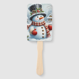 Cute, Vintage/Whimsical Christmas/winter snowman Hand Fan
