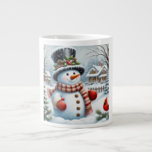 Cute, Vintage/Whimsical Christmas/winter snowman Large Coffee Mug