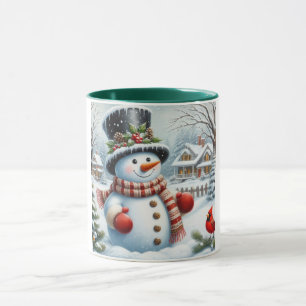 Cute, Vintage/Whimsical Christmas/winter snowman Mug