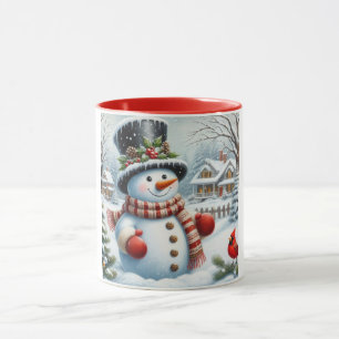 Cute, Vintage/Whimsical Christmas/winter snowman Mug