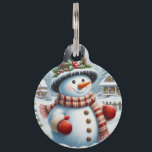 Cute, Vintage/Whimsical Christmas/winter snowman Pet Tag<br><div class="desc">.</div>