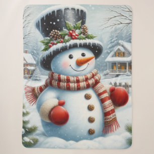 Cute, Vintage/Whimsical Christmas/winter snowman Sherpa Blanket