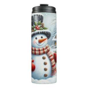 Cute, Vintage/Whimsical Christmas/winter snowman Thermal Tumbler