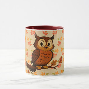 Cute, vintage whimsical fall/autumn owl mug