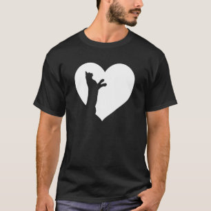 Cute Vintage Who Loves Cats Black Cat White Heart T-Shirt