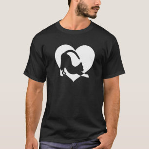 Cute Vintage Who Loves Cats Black Cat White Heart T-Shirt