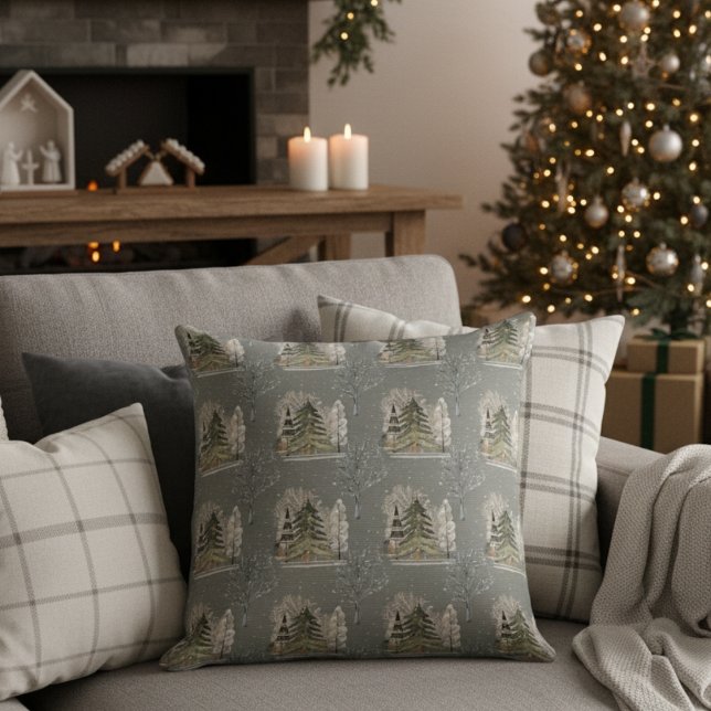 Cute Vintage Winter Christmas Pattern  Throw Pillow (Creator Uploaded)