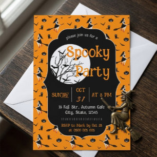Cute Vintage Witch Spooky Halloween Party  Invitation