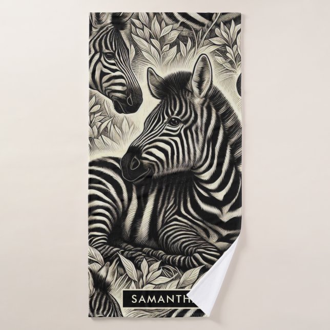 Cute Vintage Zebra Pattern Bath Towel (Bath Towel)