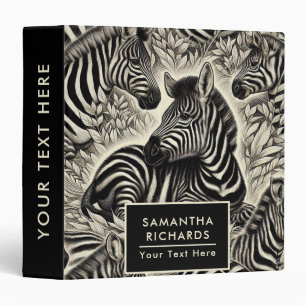 Cute Vintage Zebra Pattern Binder