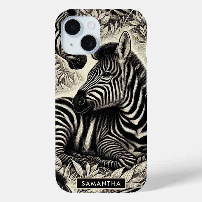 Cute Vintage Zebra Pattern Case-Mate iPhone Case (Back)