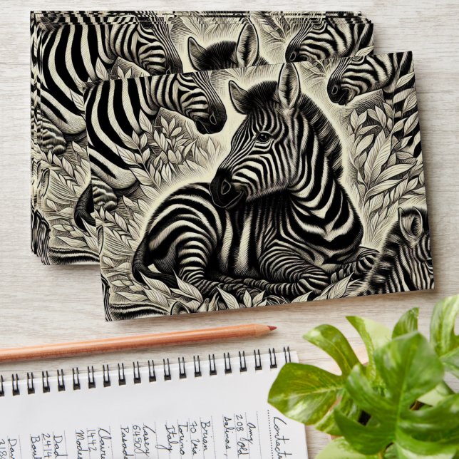 Cute Vintage Zebra Pattern Envelope (Stacked)