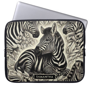 Cute Vintage Zebra Pattern Laptop Sleeve