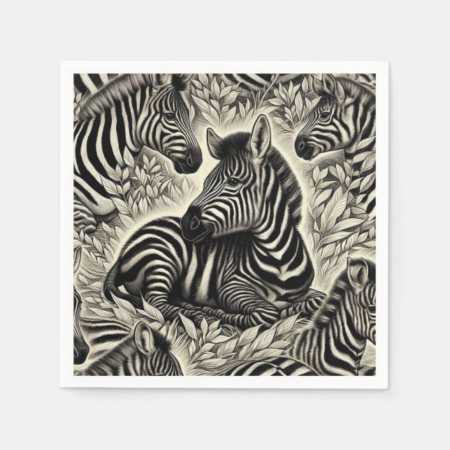 Cute Vintage Zebra Pattern Napkin (Front)
