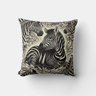 Cute Vintage Zebra Pattern Throw Pillow