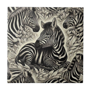Cute Vintage Zebra Pattern Tile
