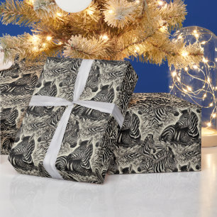 Cute Vintage Zebra Pattern Wrapping Paper