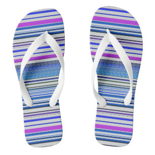 Cute violet blue stripes flip flops