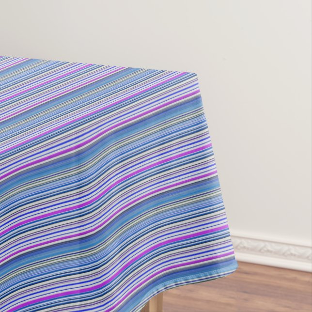 Cute violet blue stripes tablecloth (In Situ)