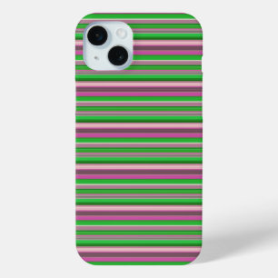 Cute violet green stripes iPhone 15 mini case