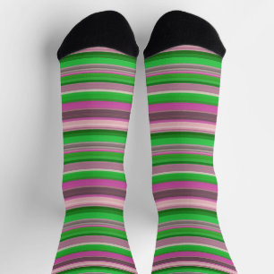 Cute violet green stripes socks