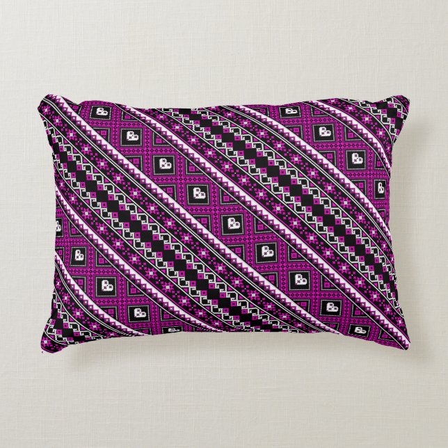 Cute violet lovely ukrainian patterns decorative pillow (Front)