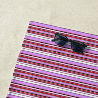Cute violet red stripes beach towel