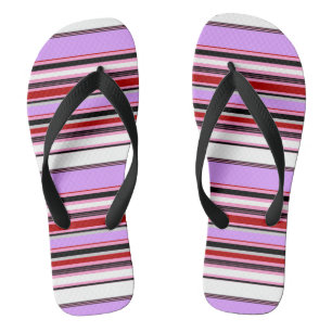 Cute violet red stripes flip flops
