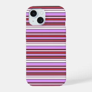 Cute violet red stripes iPhone 15 case